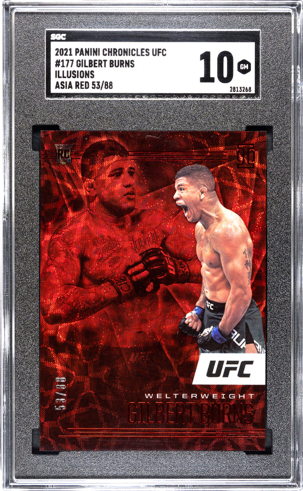 2021 Panini Chronicles Illusions UFC Asia Red Gilbert Burns #177 /88 SGC 10