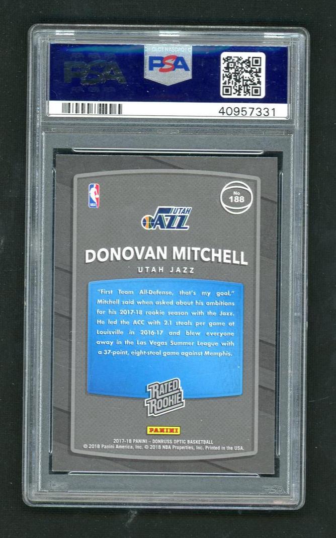 2017 Donruss Optic Rated Rookie Donovan Mitchell #188 PSA 10