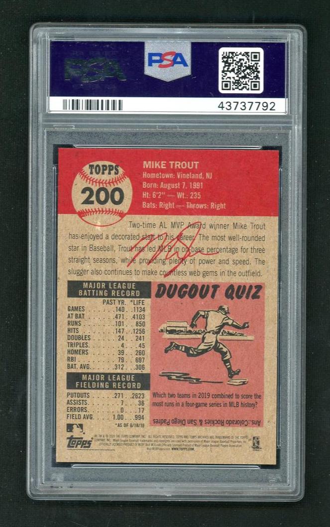 2019 Topps Living Mike Trout #200 /22017 PSA 10