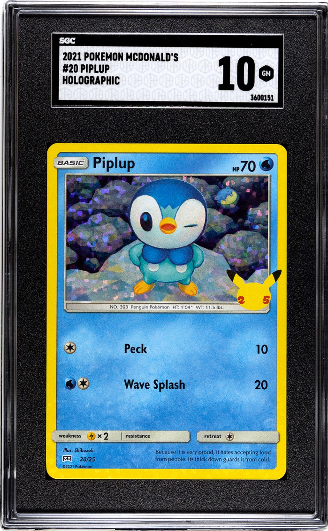 2021 Pokémon McDonald's 25th Anniversary Promo Piplup #20/25 Holo SGC 10
