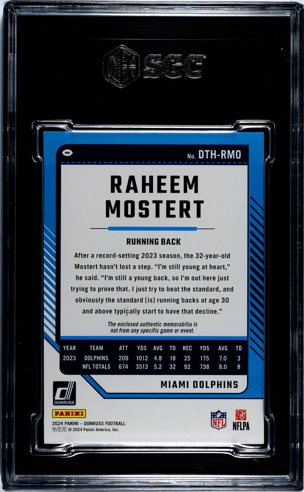 2024 Donruss #DTH-RMO Raheem Mostert Threads SGC 9.5