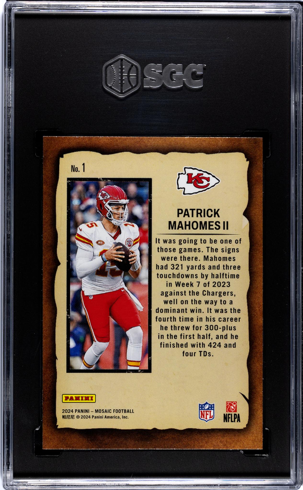 2024 Panini Mosaic Notoriety Patrick Mahomes II #1 SGC 9.5