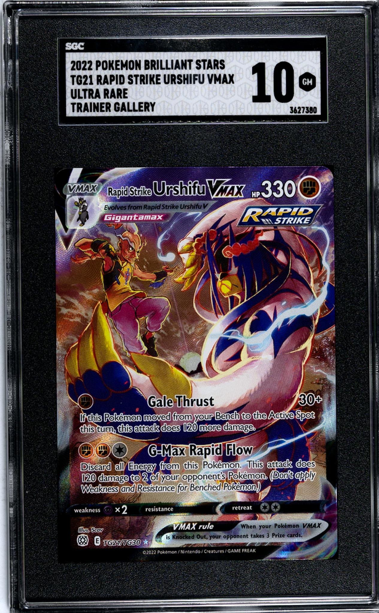 2022 Pokemon Brilliant Stars #TG21 Rapid Strike Urshifu Vmax Ultra Rare Trainer Gallery SGC 10
