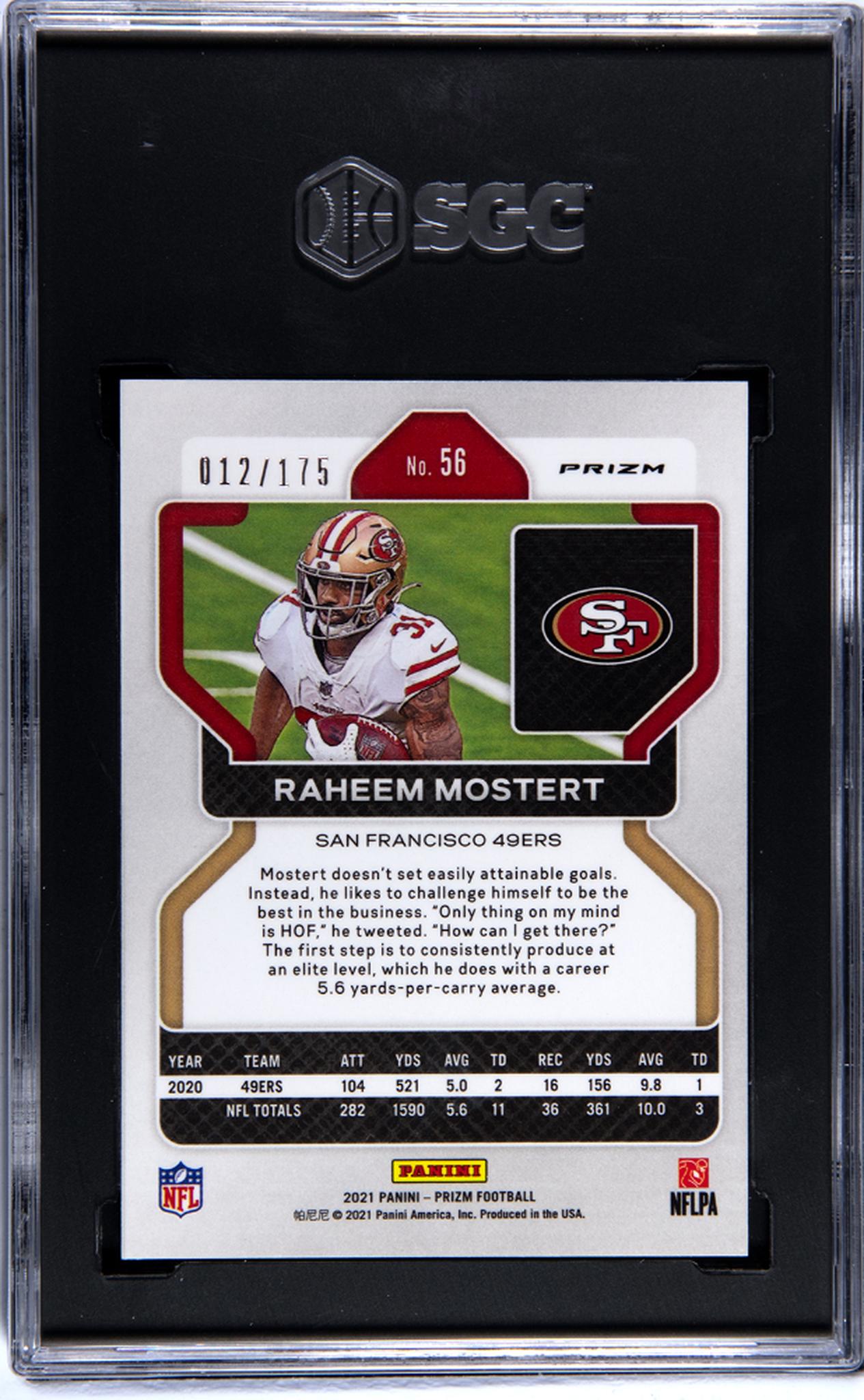 2021 Panini Prizm #56 Raheem Mostert Hyper /175  SGC 8.5