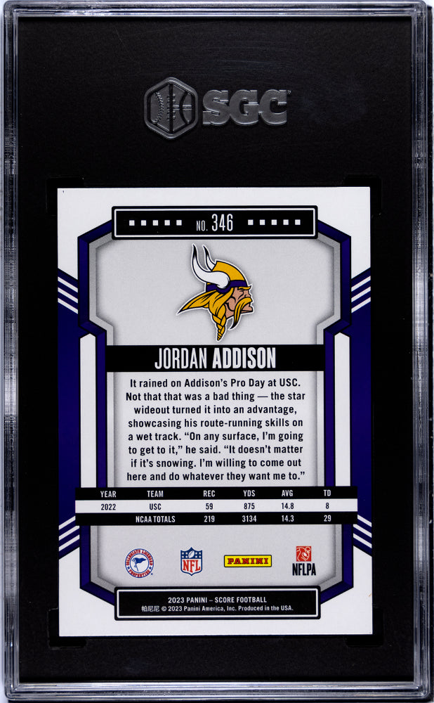 2023 Panini Score #346 Jordan Addison SGC 10