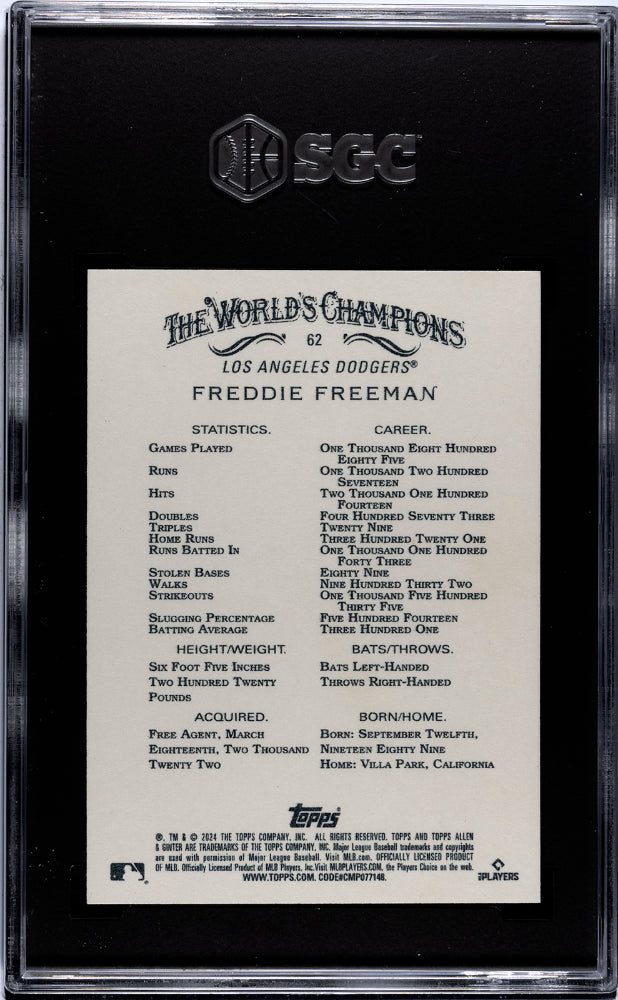 2024 Topps Allen & Ginter Foil Filigree Freddie Freeman #62 SGC 9.5