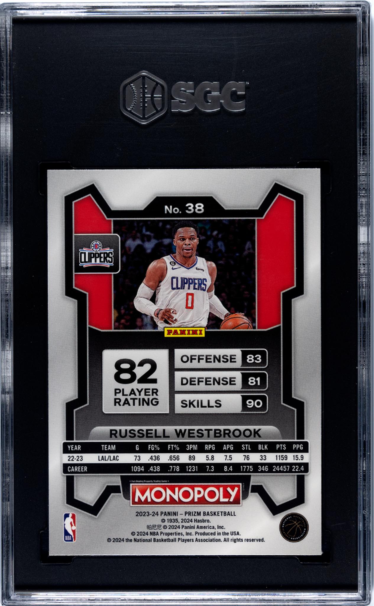 2023 Panini Prizm Monopoly Russell Westbrook #38 SGC 10