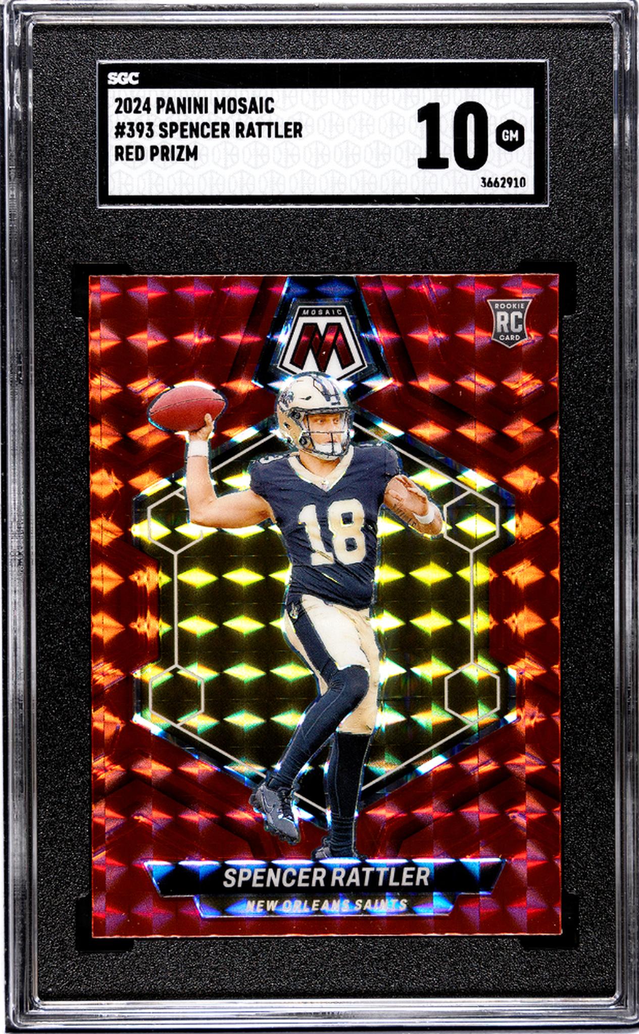 2024 Panini Mosaic #393 Spencer Rattler Red Prizm SGC 10