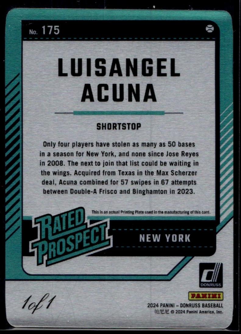 2024 Panini Donruss Luisangel Acuna Rated Prospect 1/1 