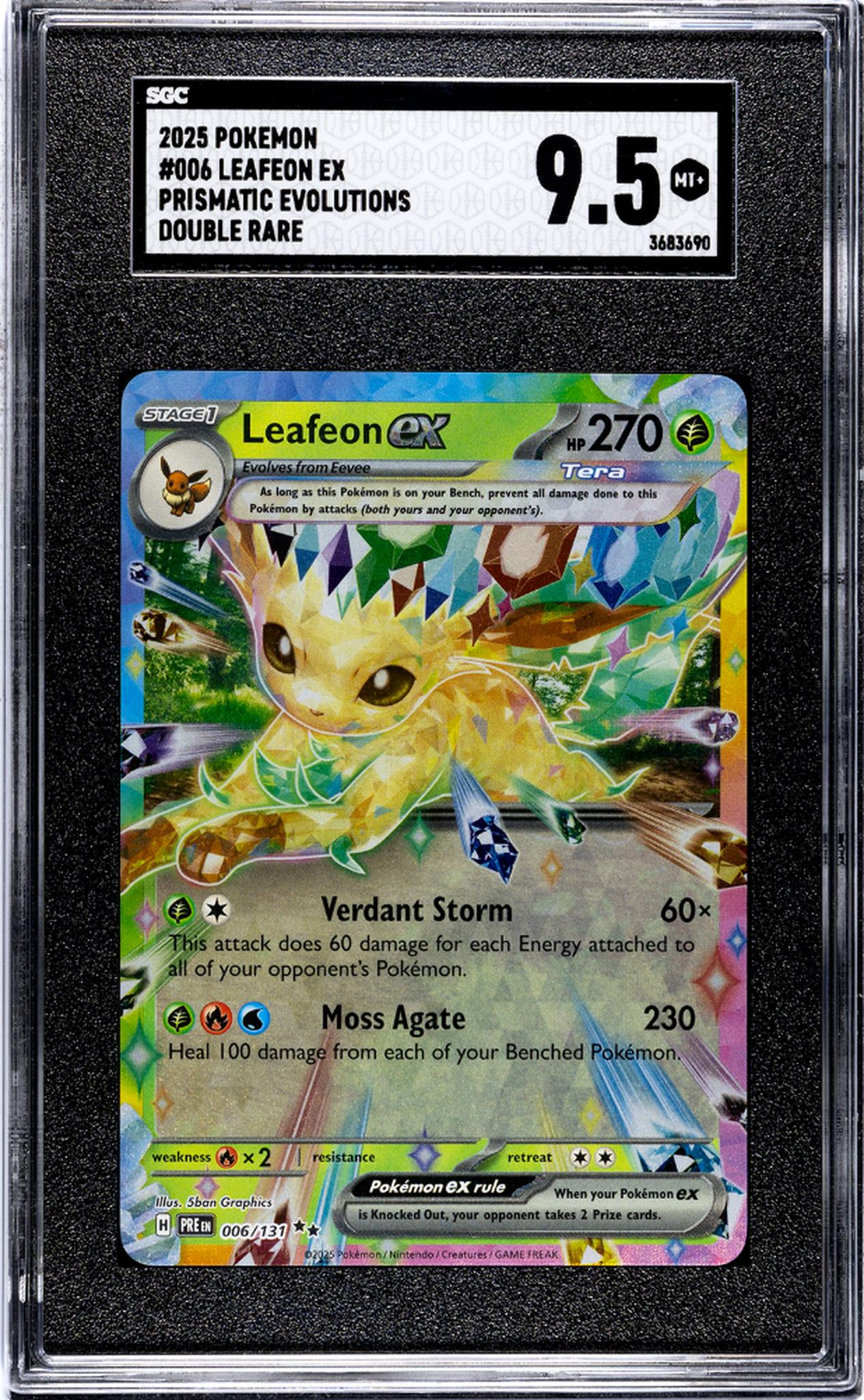 2025 Pokemon #006/131 Leafeon EX Prismatic Evolutions SGC 9.5