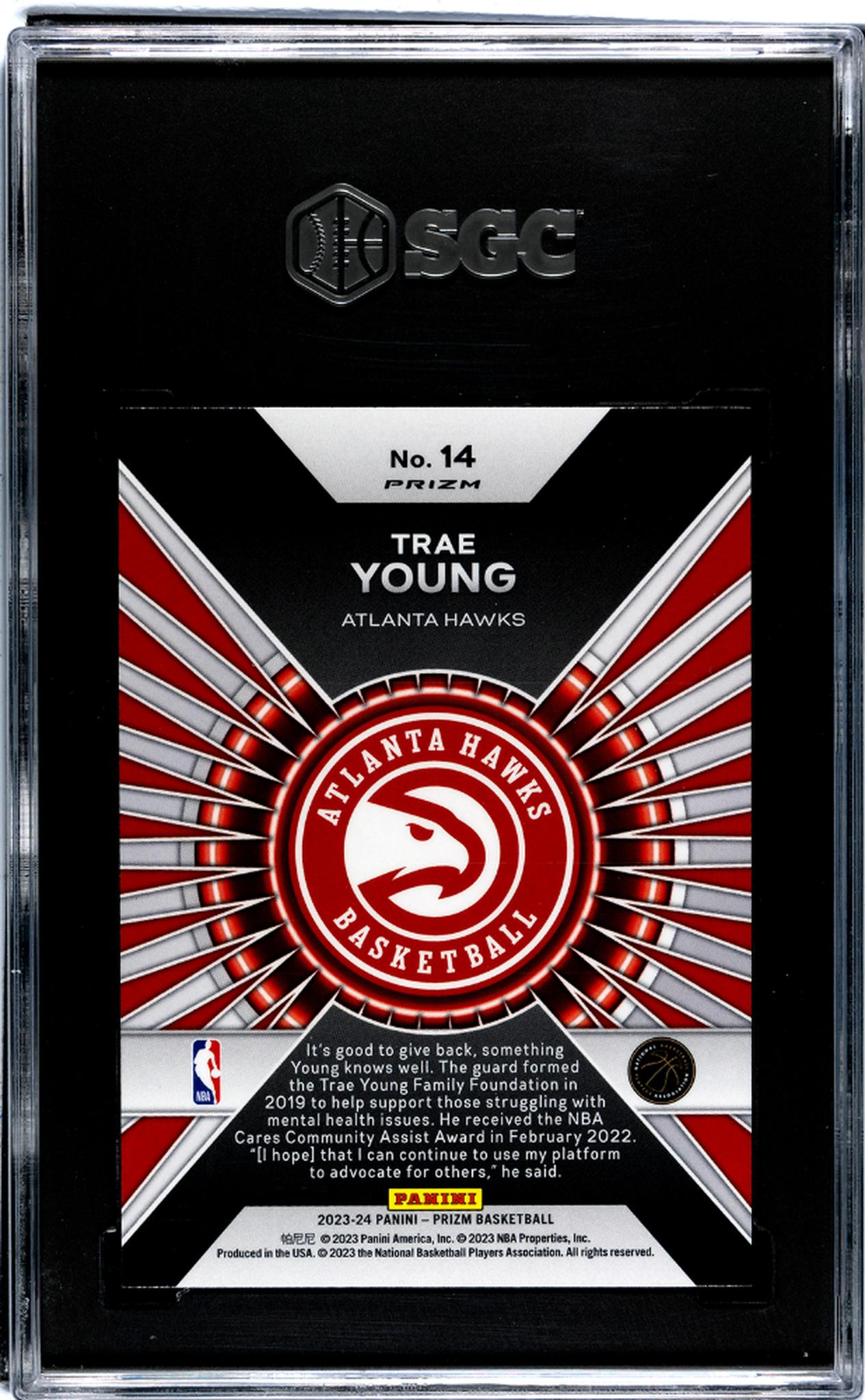 2023 Panini Prizm Silver Trae Young #14 Dominance SGC 9.5