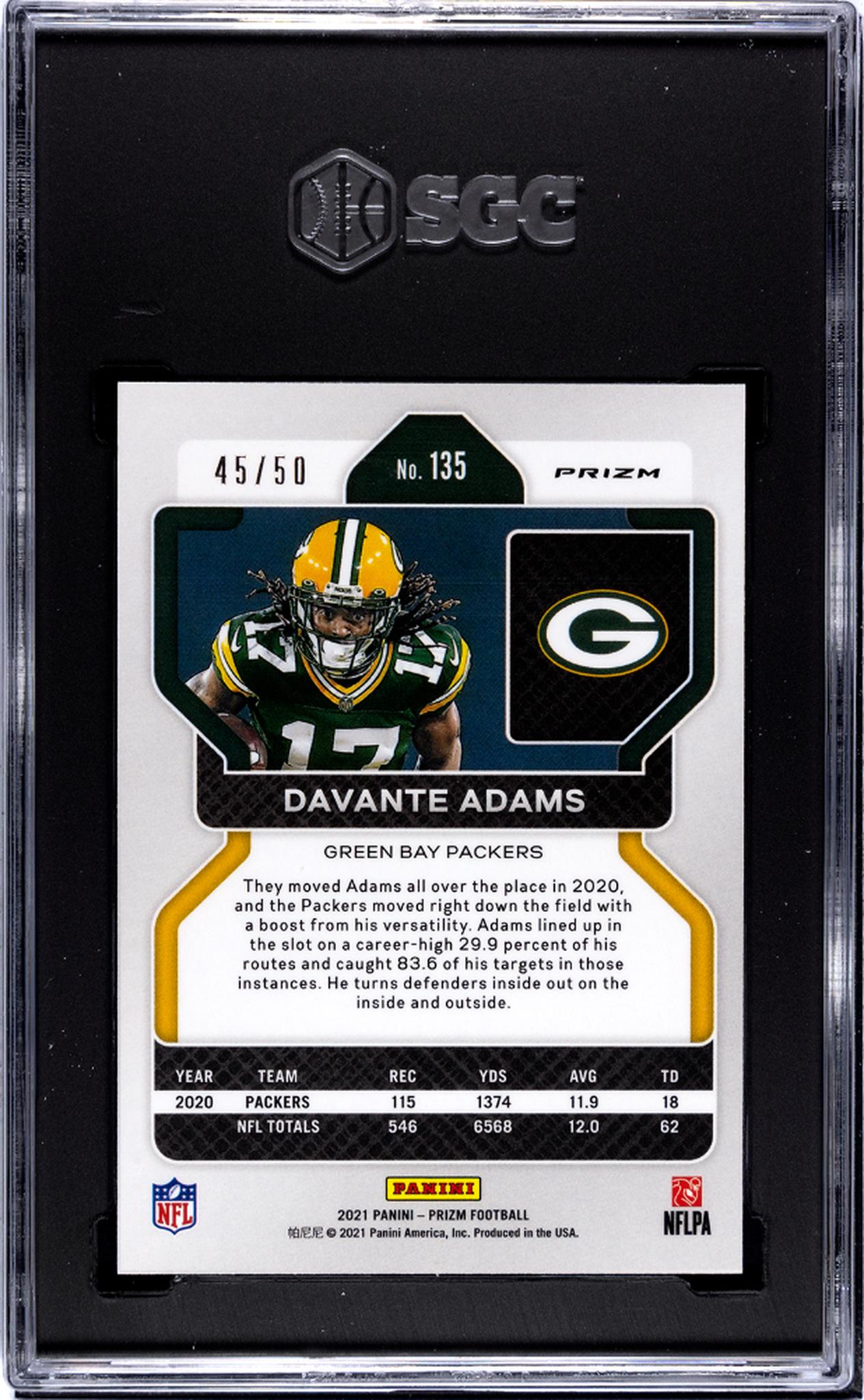 2021 Panini Prizm Davante Adams #135 /50 SGC 9.5