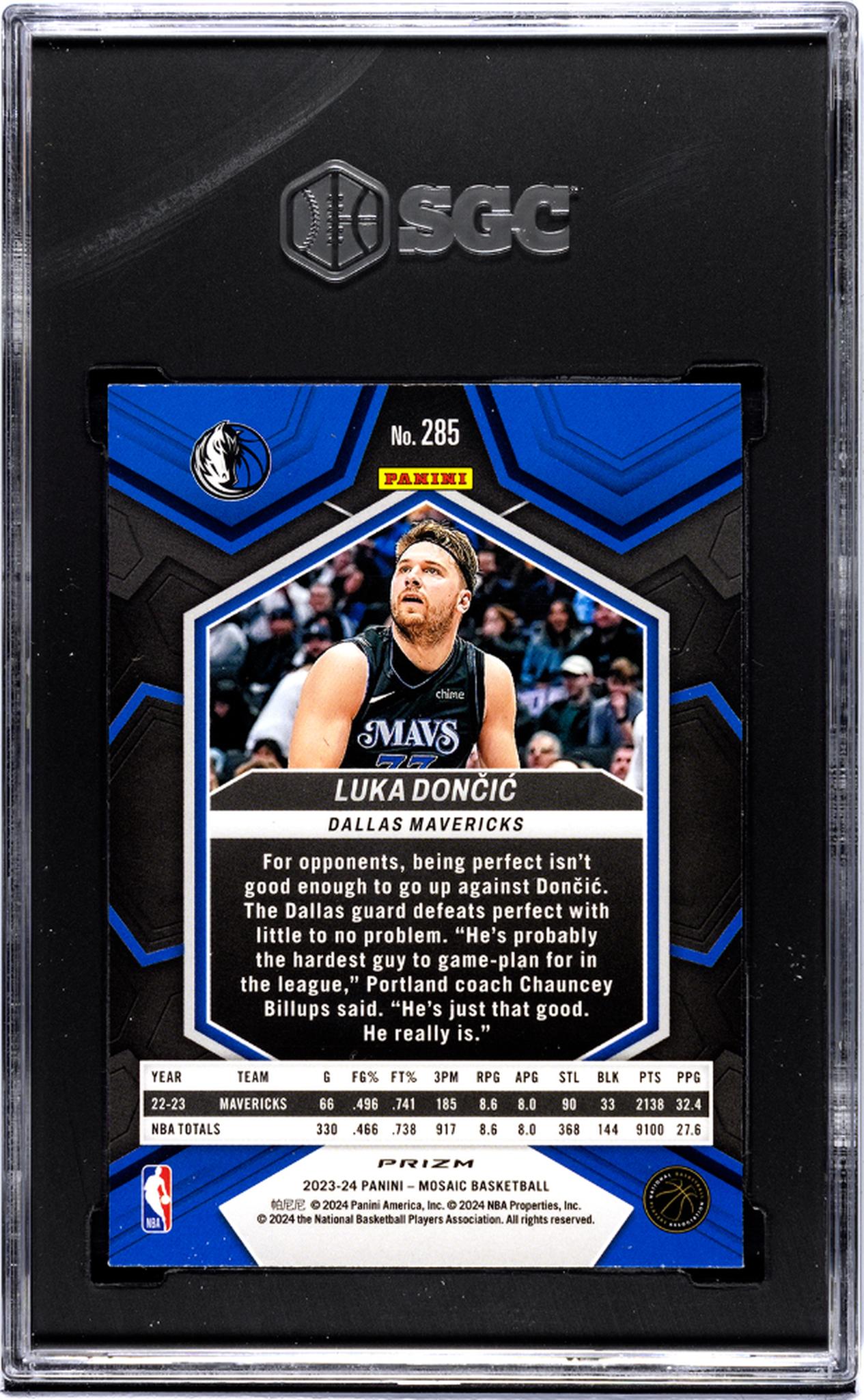 2023-24 Panini Mosaic City Edition Mosaic Prizm Luka Doncic #285 SGC 9