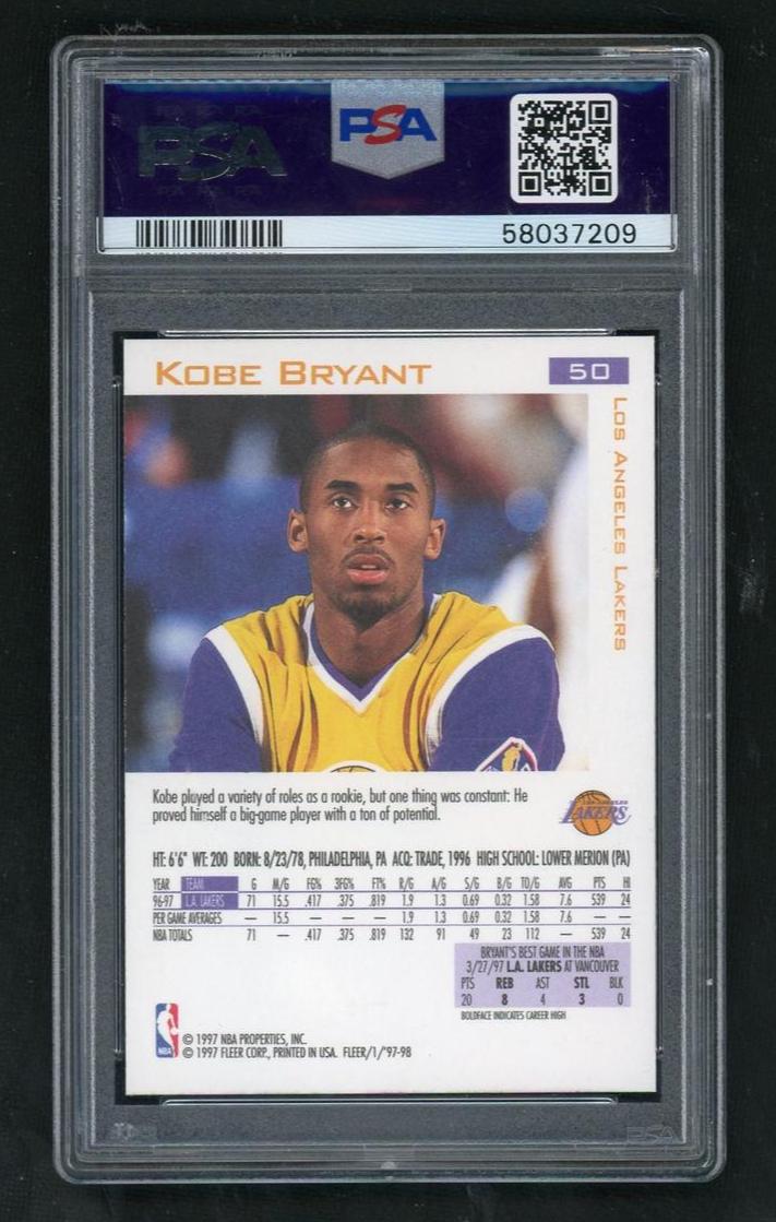 1997 Fleer Kobe Bryant #50 PSA 7