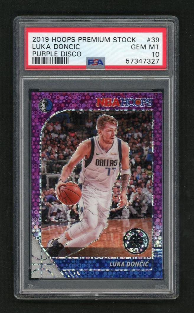 2019 Hoops Premium Stock Purple Disco Prizm Luka Doncic #39 PSA 10