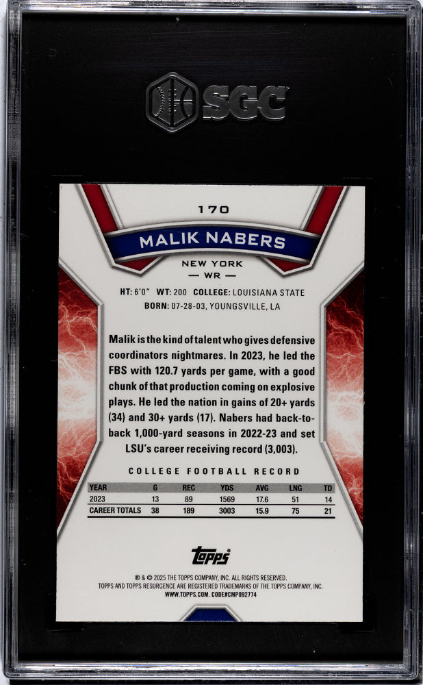 2024 Topps Resurgence #170 Malik Nabers SGC 9.5