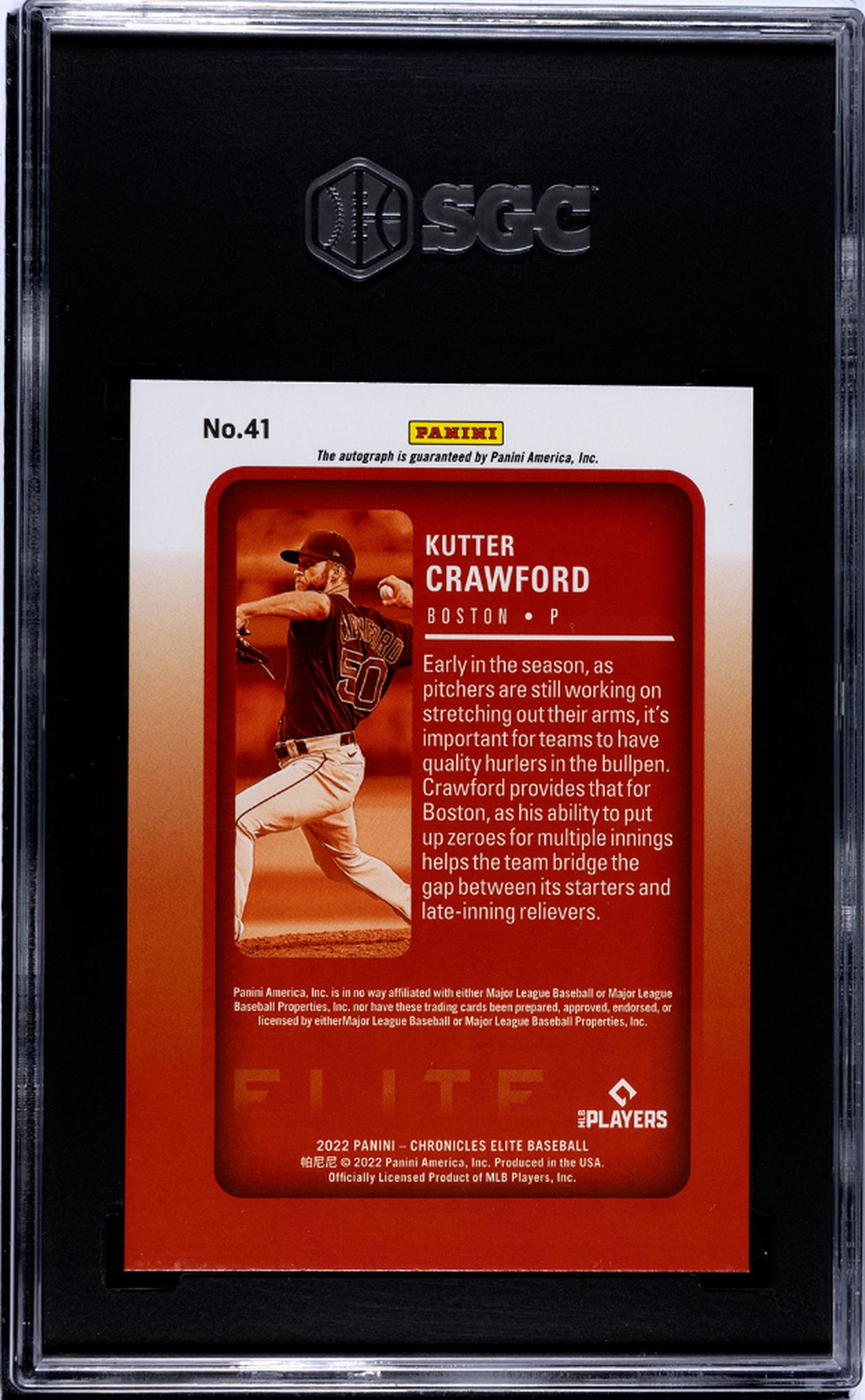 2022 Panini Chronicles #41 Kutter Crawford Elite Auto. SGC 9.5