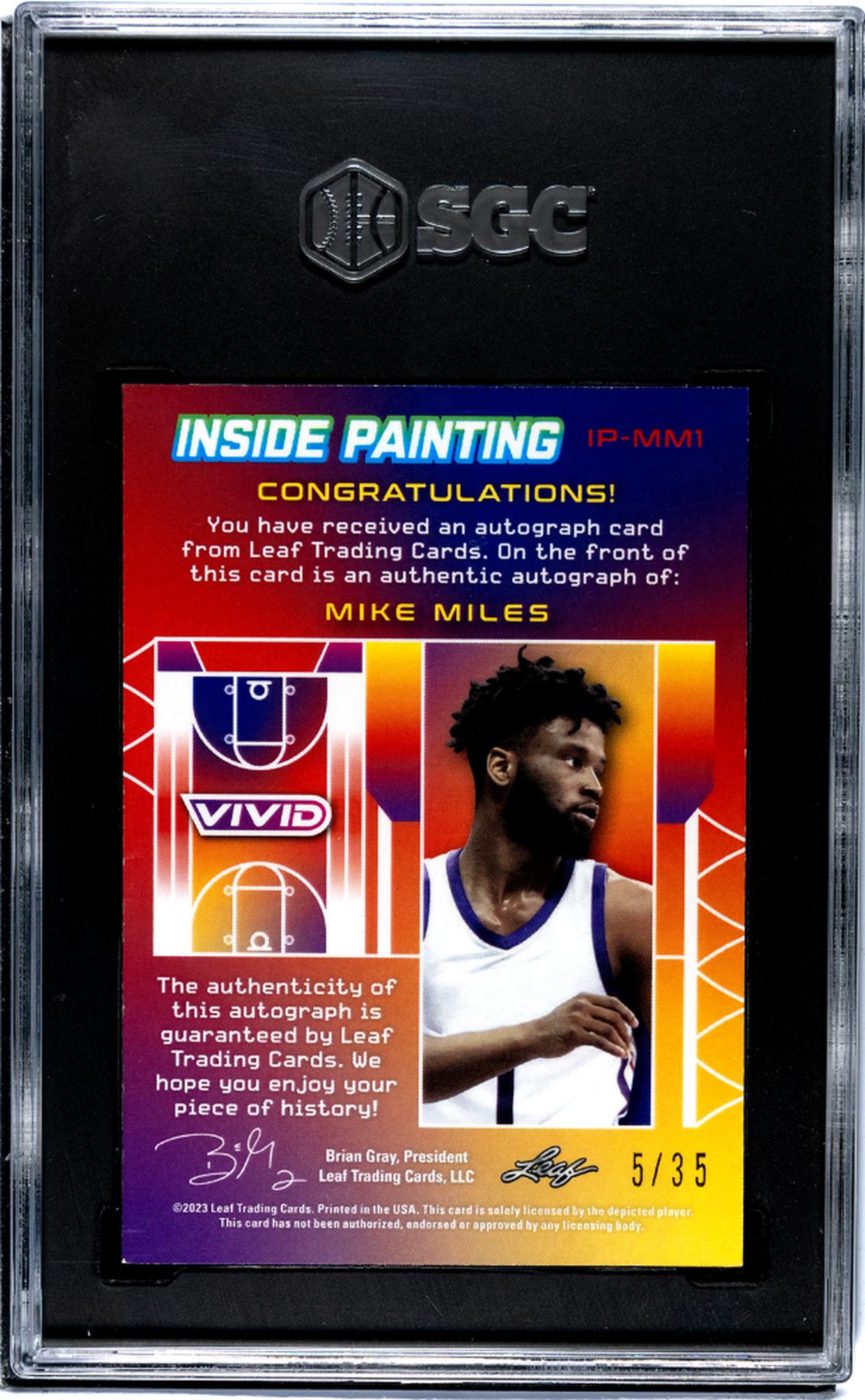 2022 Vivid #IP-MM1 Mike Miles Inside Painting /35 SGC 9