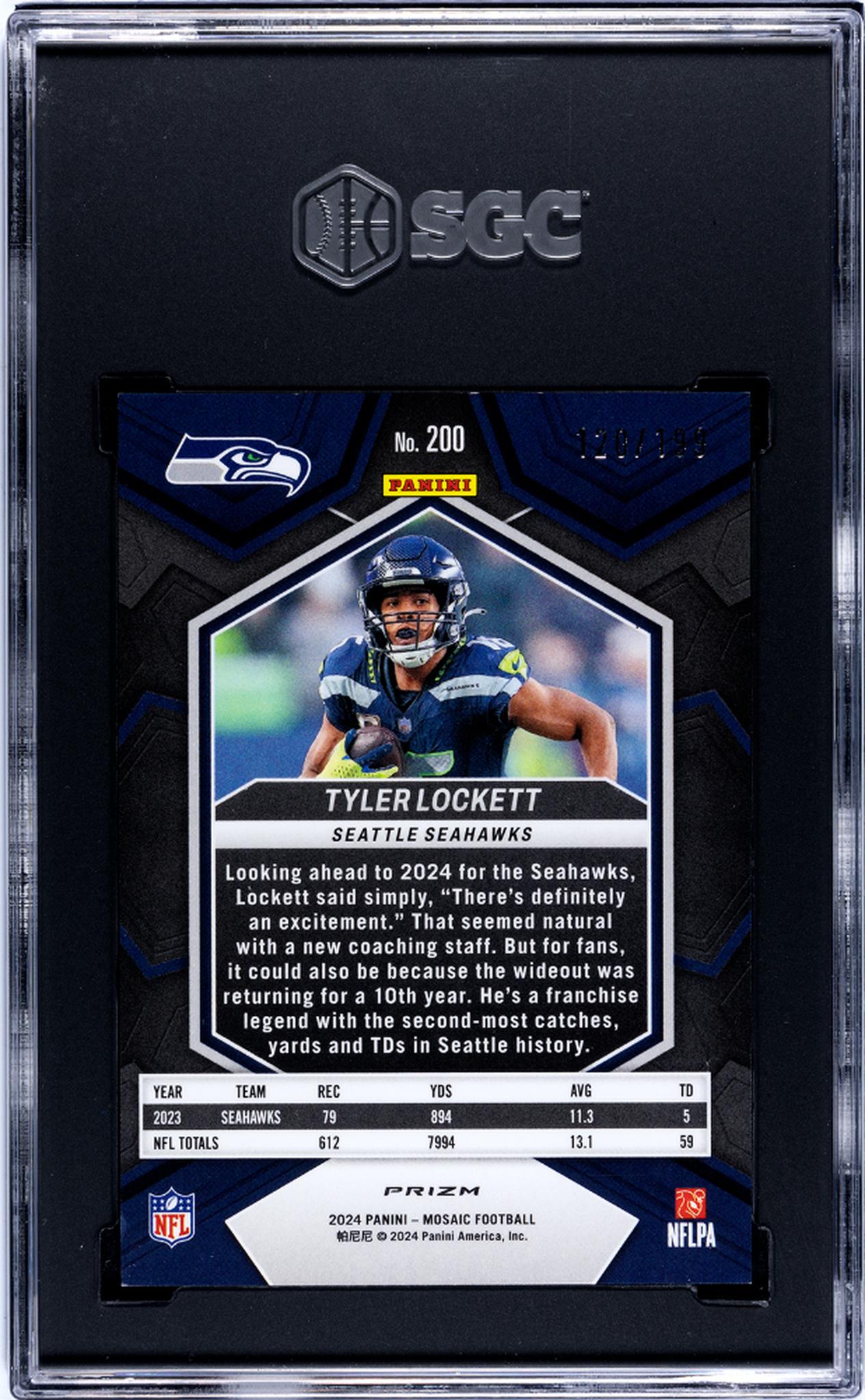 2024 Panini Mosaic Orange Prizm Tyler Lockett #200 /199 SGC 9