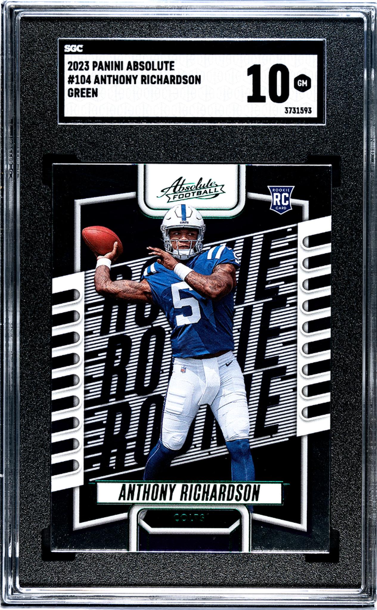 2023 Panini Absolute #104 Anthony Richardson Green Rookie SGC 10