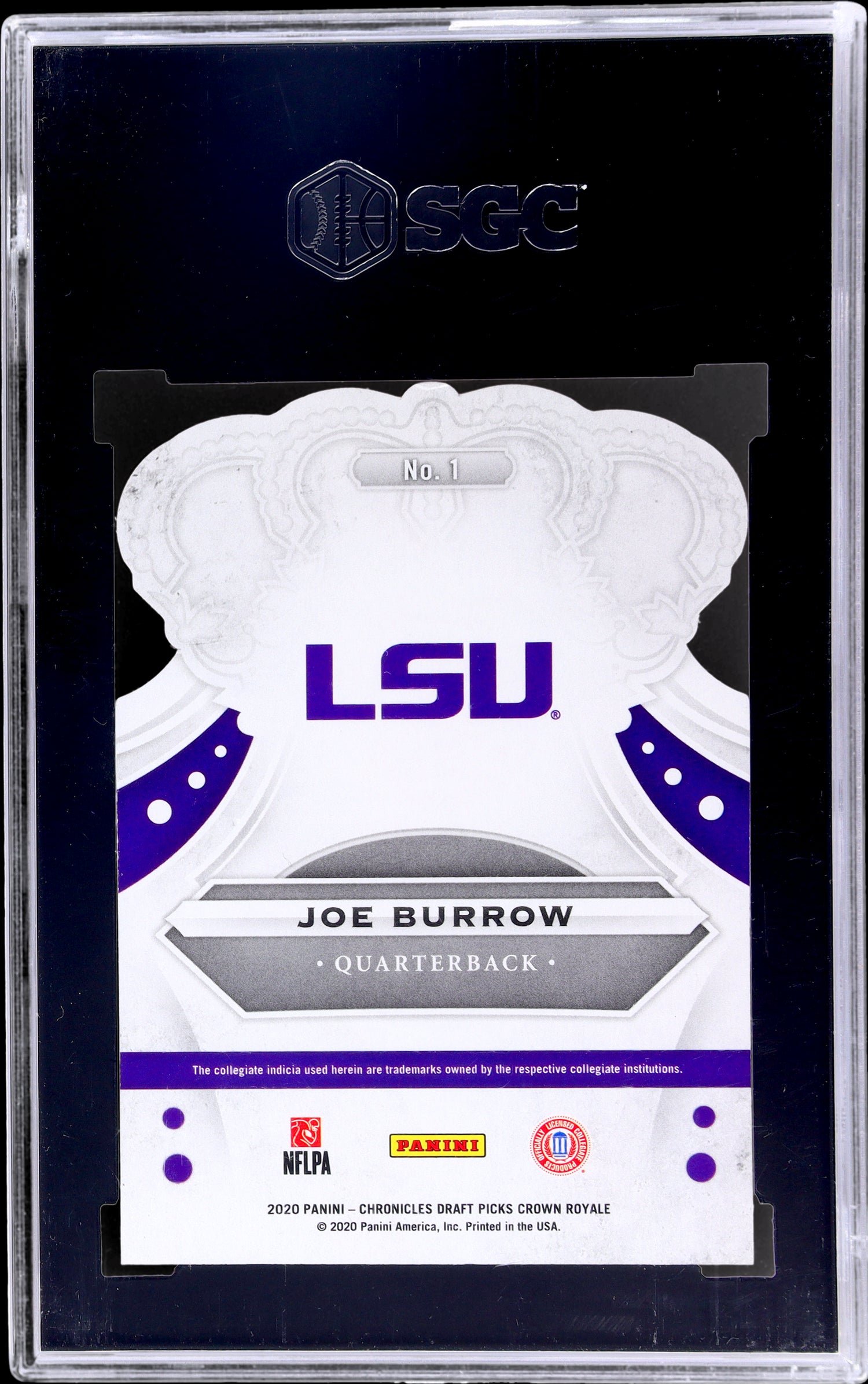 2020 Panini Chronicles Crown Royale Red Joe Burrow #1 RC SGC 10