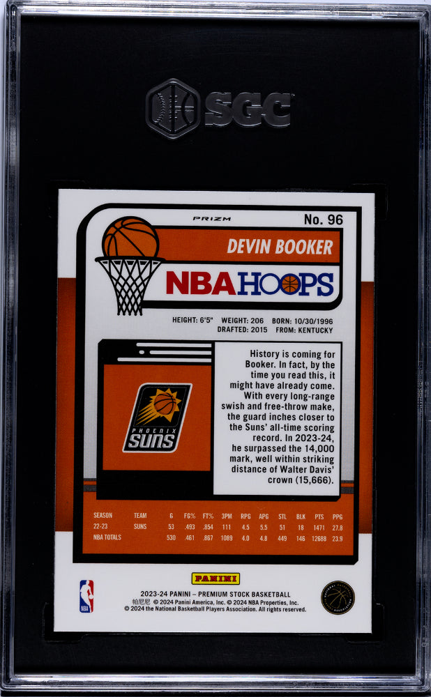 2023 Hoops #96 Devin Booker Seismic Prizm SGC 9.5