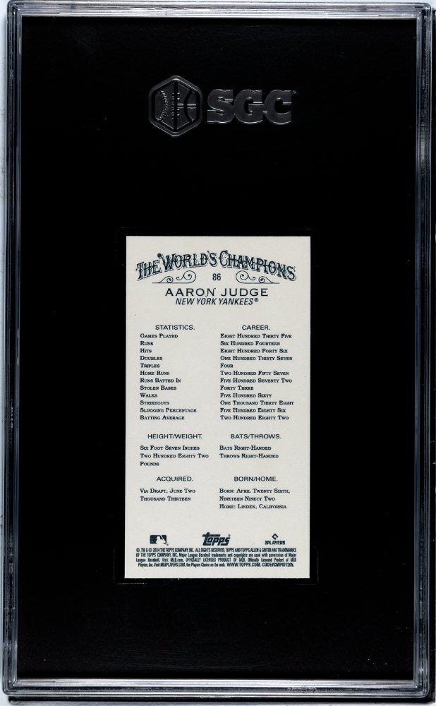 2024 Topps Allen & Ginter #86 Aaron Judge Mini SGC 10