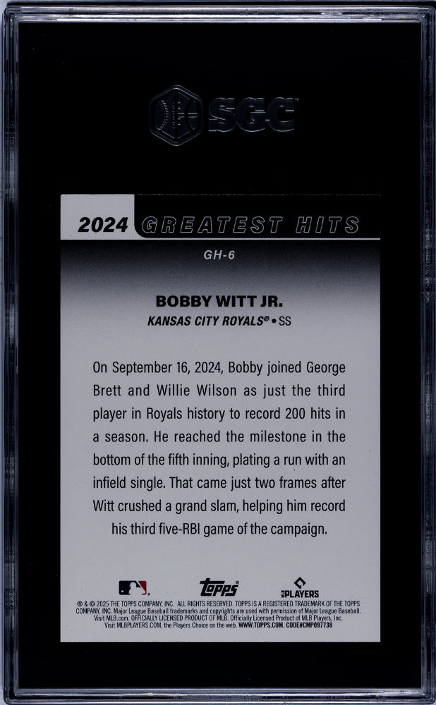 2025 Topps '24 Greatest Hits Bobby Witt Jr. #GH-6 SGC 10