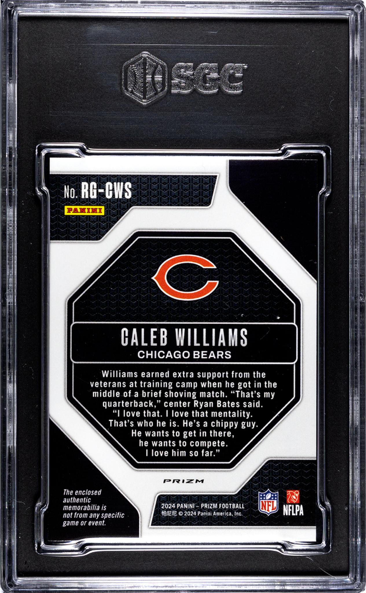 2024 Panini Prizm #RG-CWS Caleb Williams Rookie Gear SGC 9