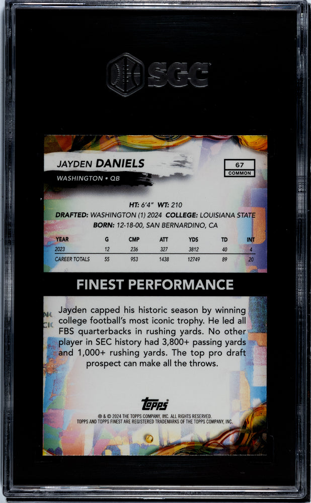 2024 Topps Finest #67 Jayden Daniels SGC 9