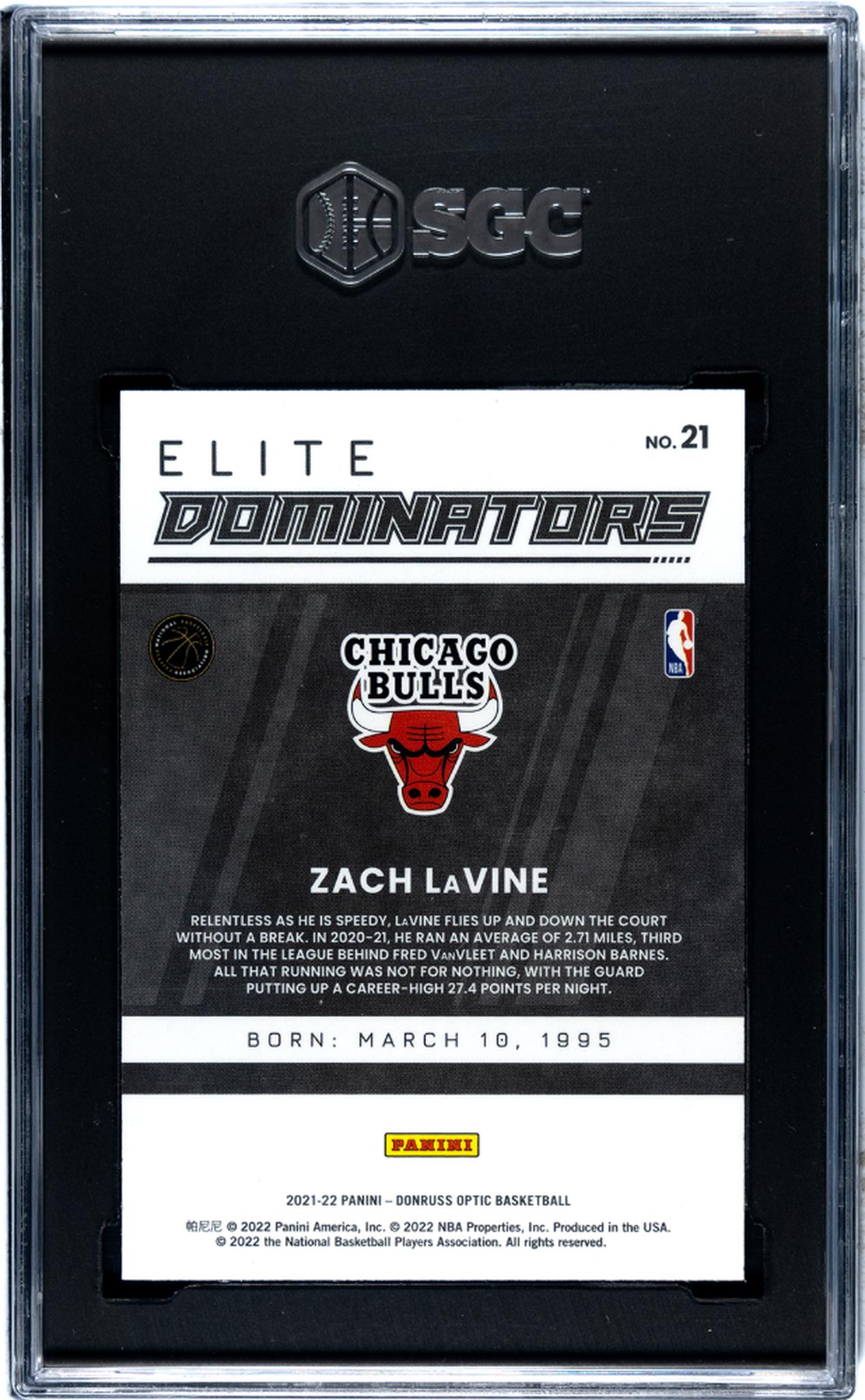 2021-22 Donruss Optic #21 Zach Lavine Elite Dominators SGC 9