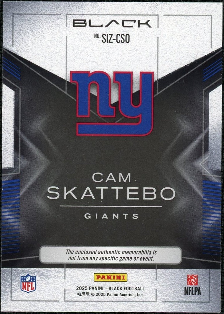 2025 Panini Black SIZ-CSO Cam Skattebo Sizeable Memorabilia /25