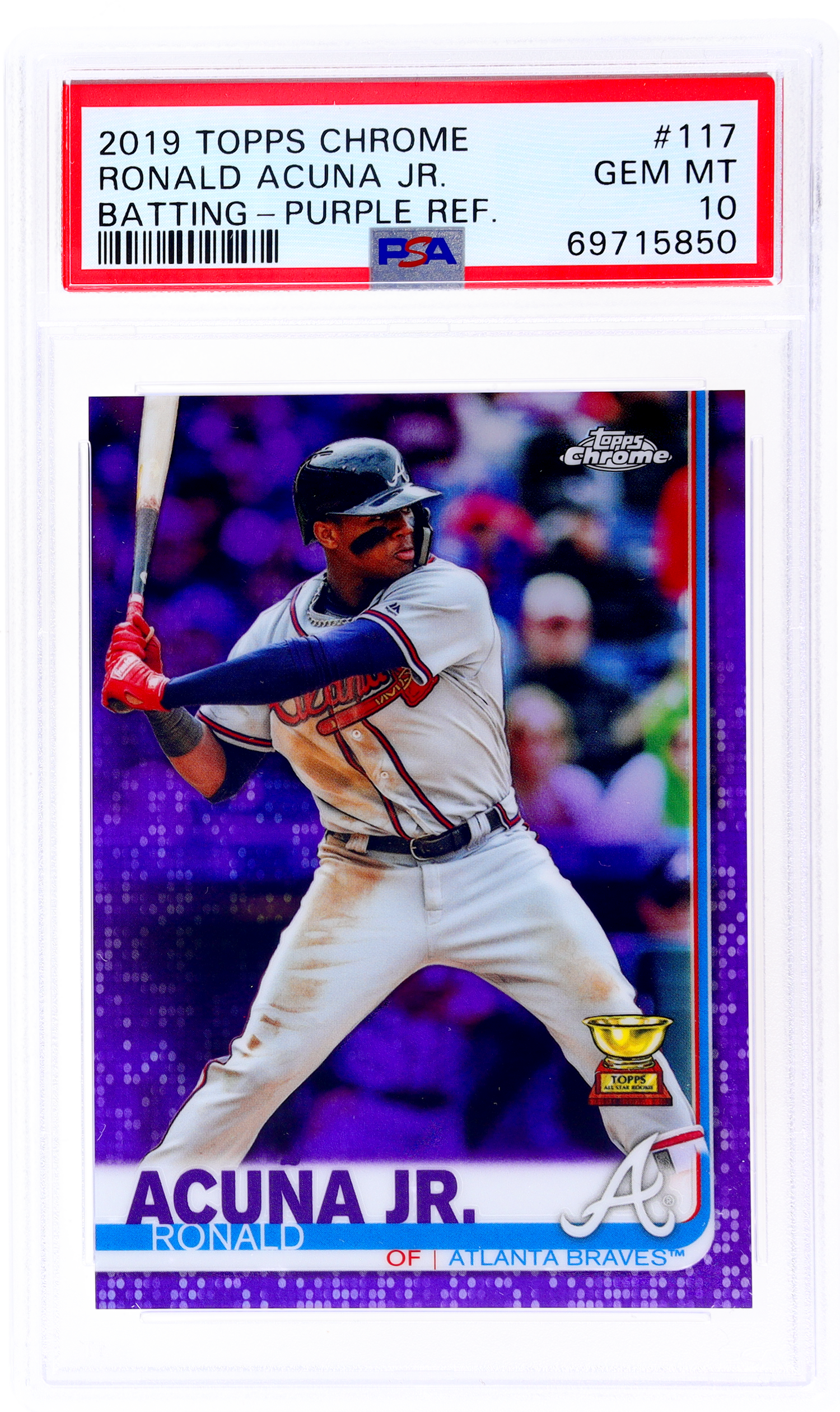 2019 Topps Chrome Batting Purple Refractor /299 Ronald Acuna Jr PSA 10