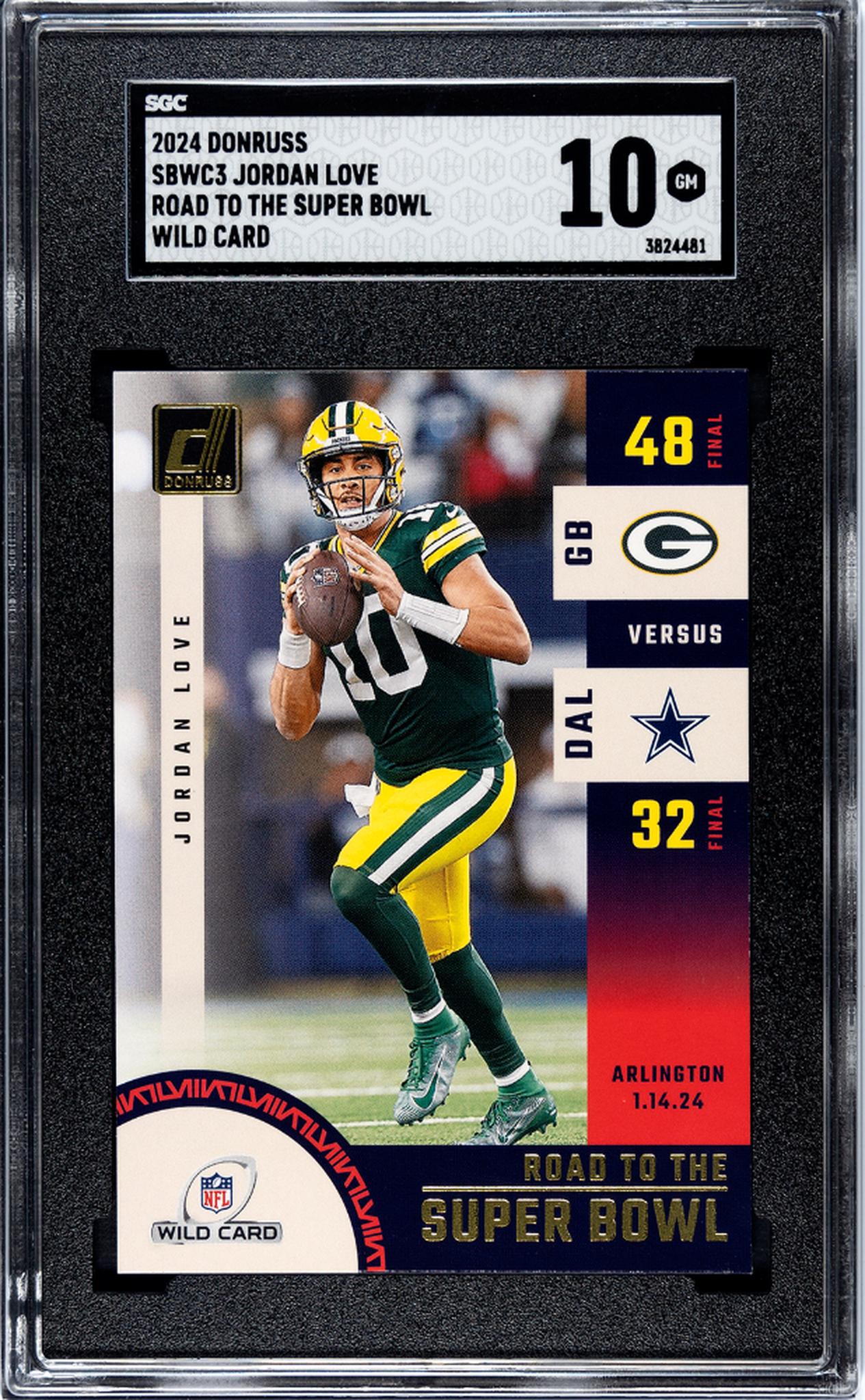2024 Donruss Road to the Super Bowl Jordan Love #SBWC3 SGC 10