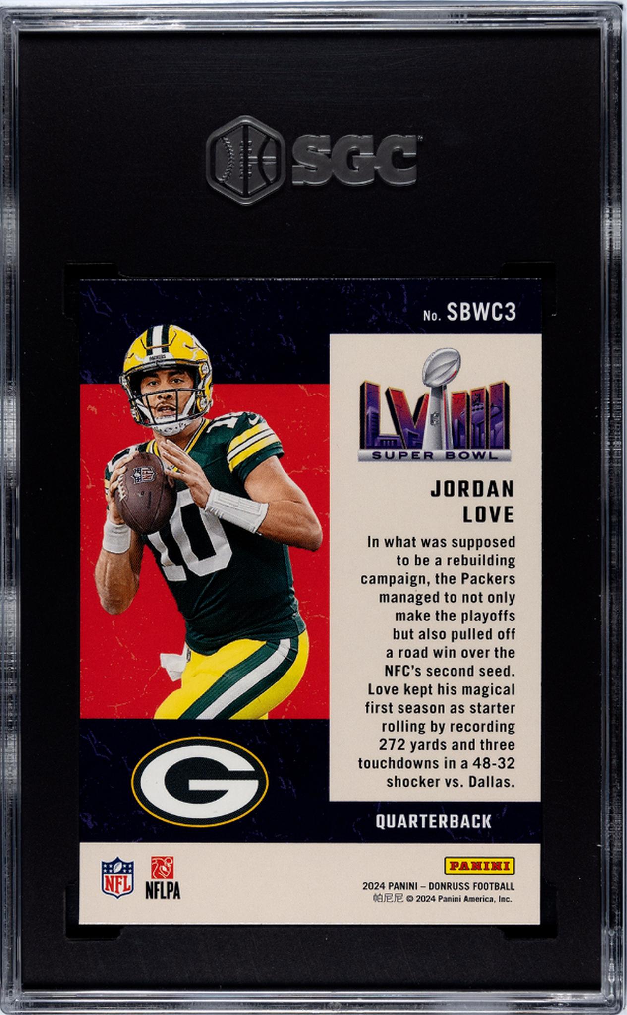 2024 Donruss Road to the Super Bowl Jordan Love #SBWC3 SGC 10