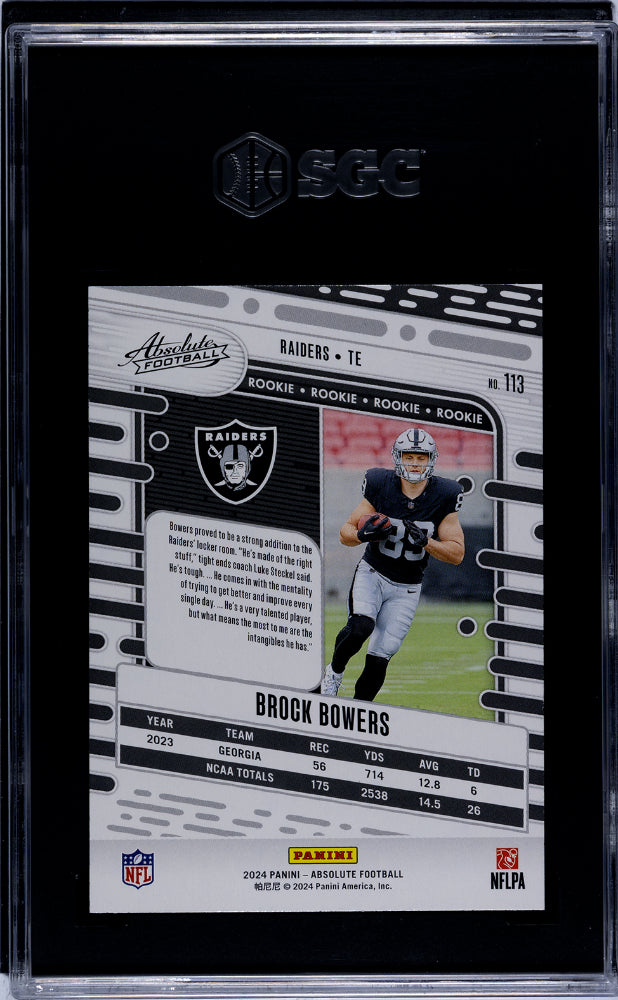 2024 Panini Absolute #113 Brock Bowers Retail SGC 10