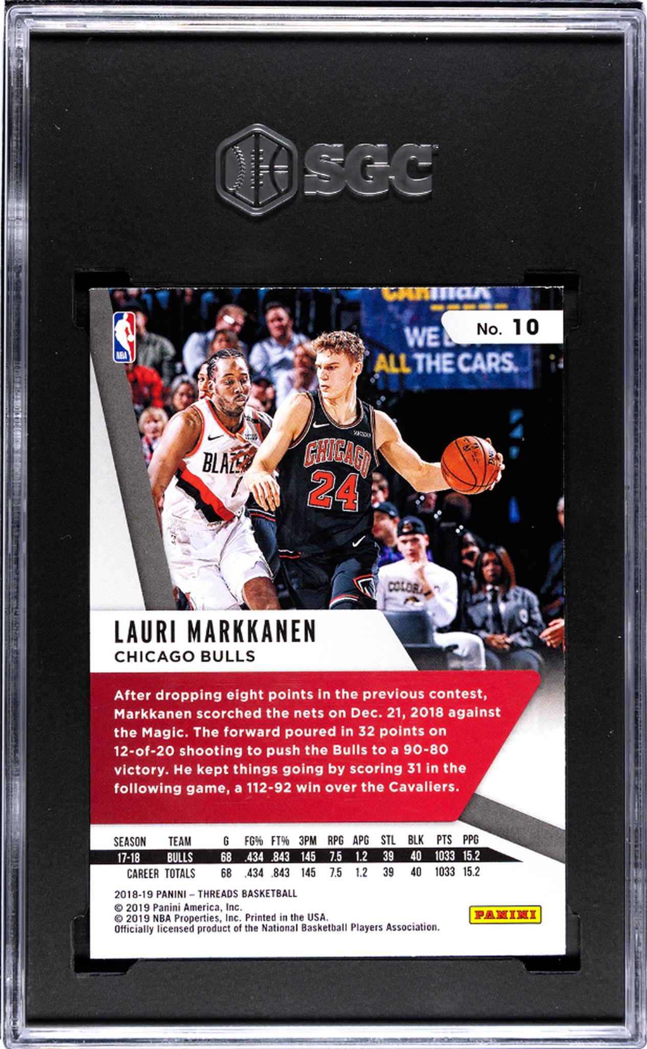 2018 Threads #10 Lauri Markkanen Dazzle SGC 9.5