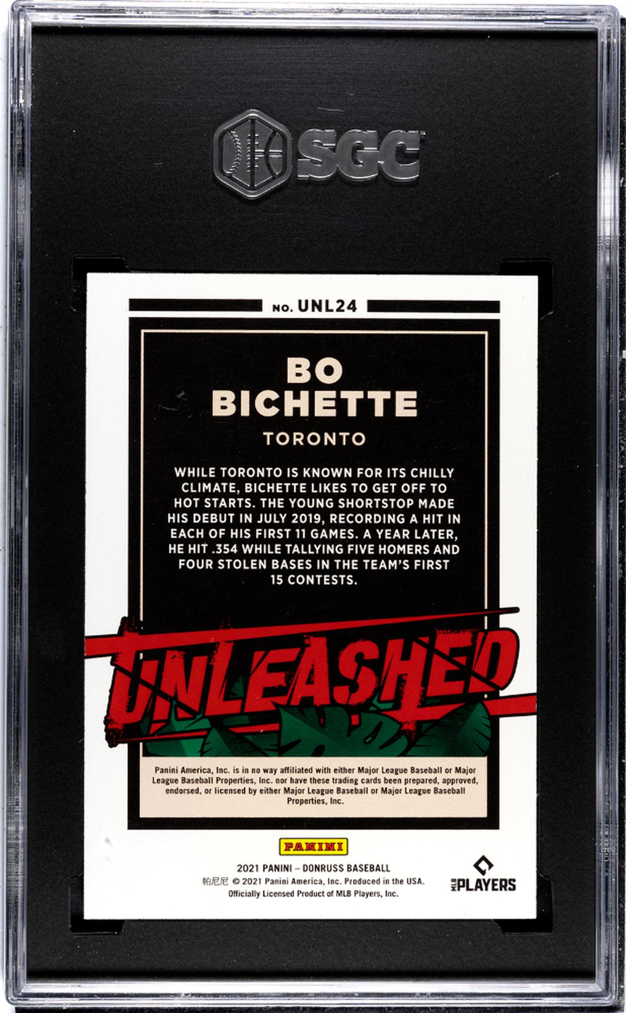 2021 Donruss #UNL24 Bo Bichette Unleashed Vector SGC 9.5