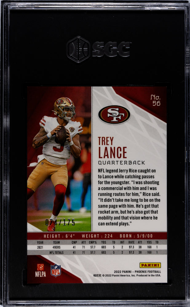 2022 Panini Phoenix Lava Trey Lance #56 /175 SGC 7