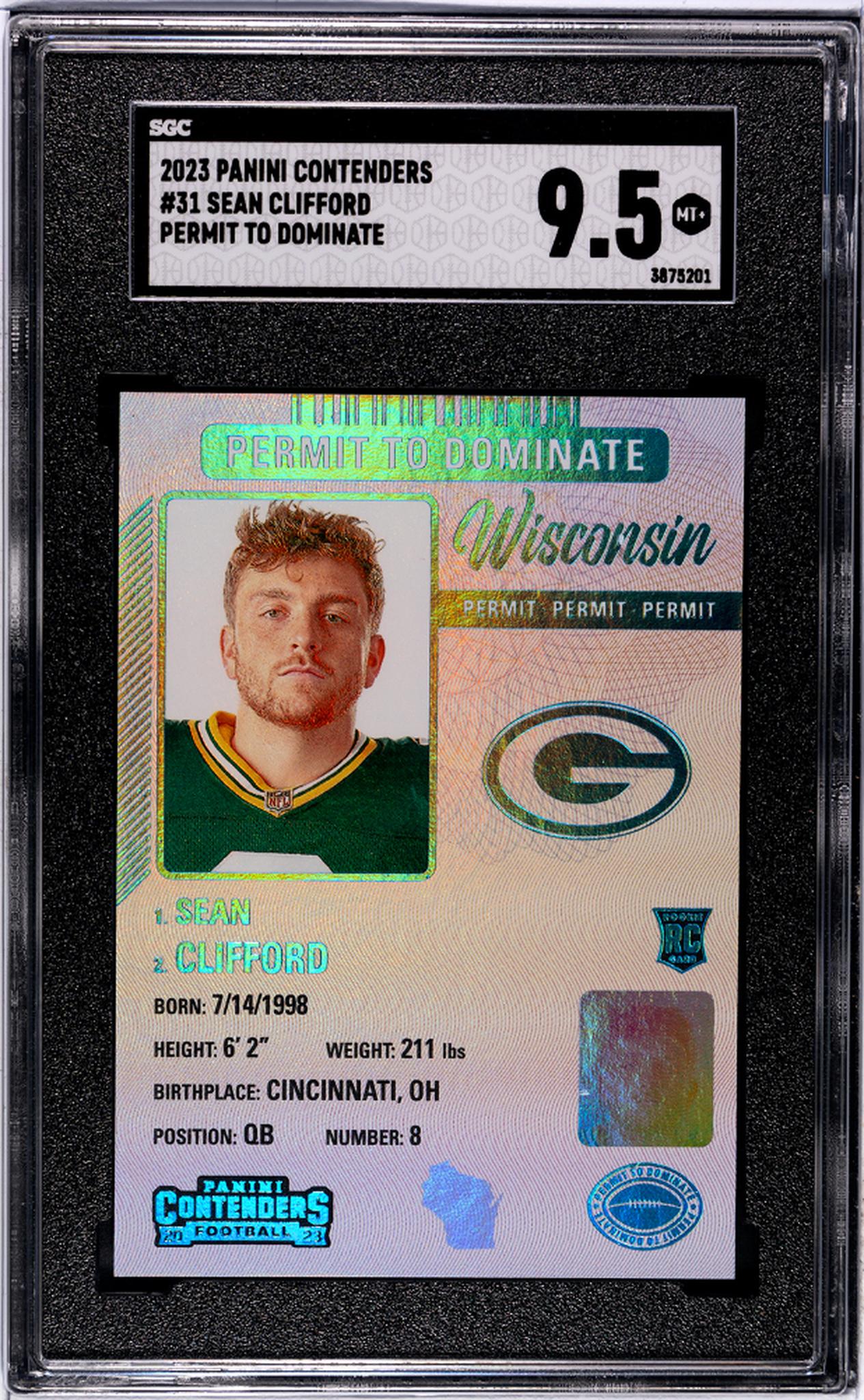 2023 Panini Contenders #31 Sean Clifford Permit To Dominate SGC 9.5