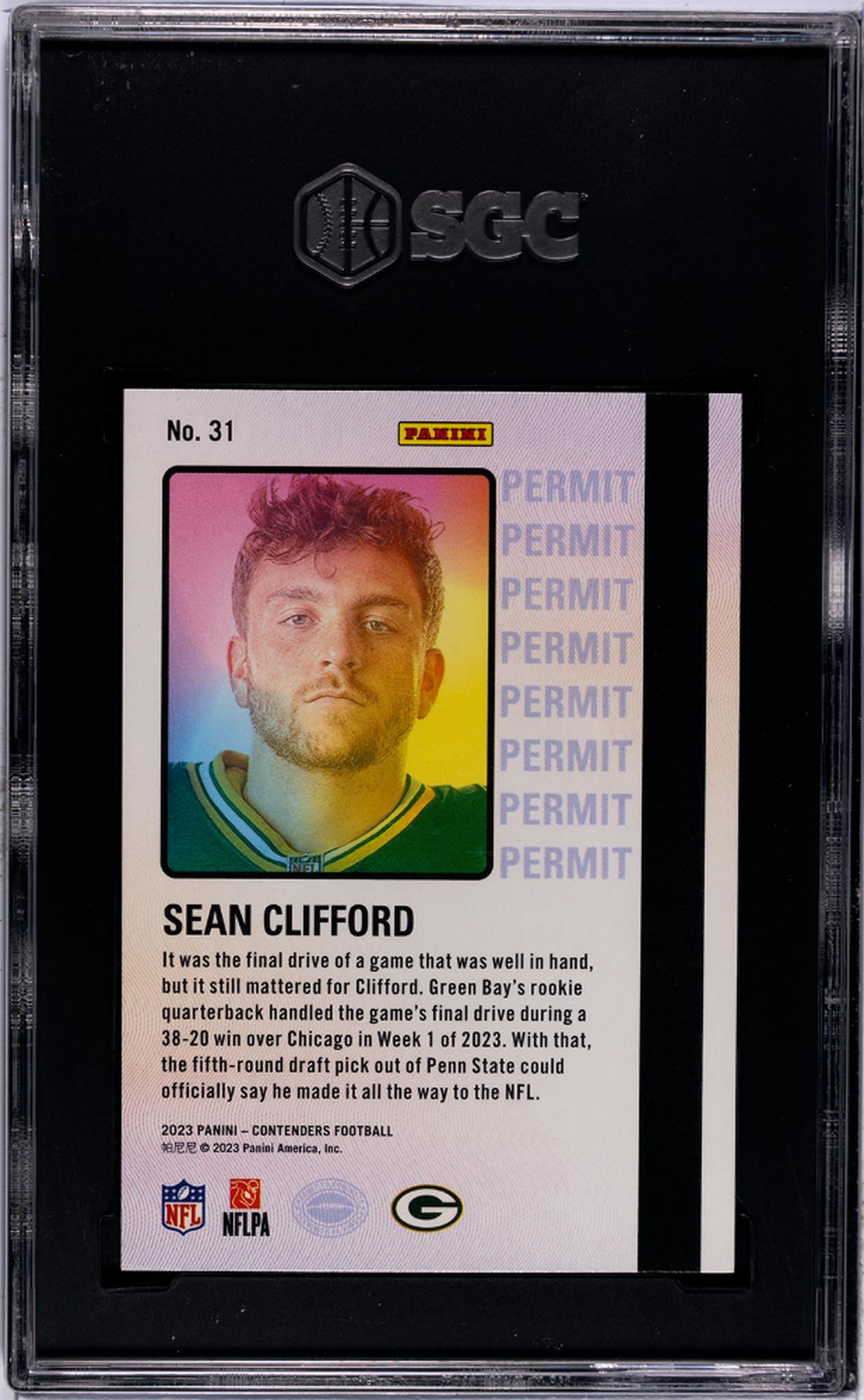 2023 Panini Contenders #31 Sean Clifford Permit To Dominate SGC 9.5