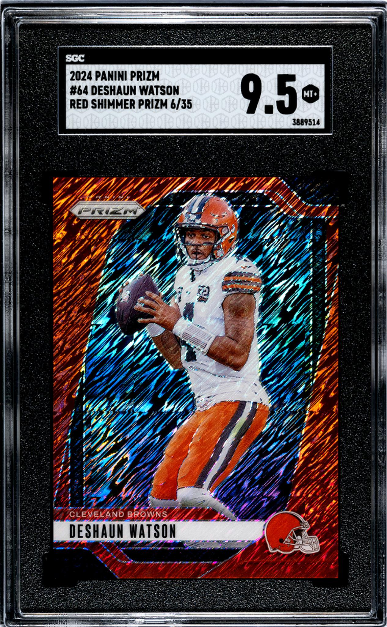 2024 Prizm #64 Deshaun Watson Red Shimmer Prizm /35 SGC 9.5