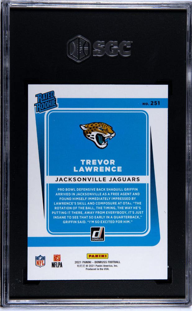 2021 Panini Donruss #251 Trevor Lawrence Blue Rookie SGC 10 Gem Mint Jaguars