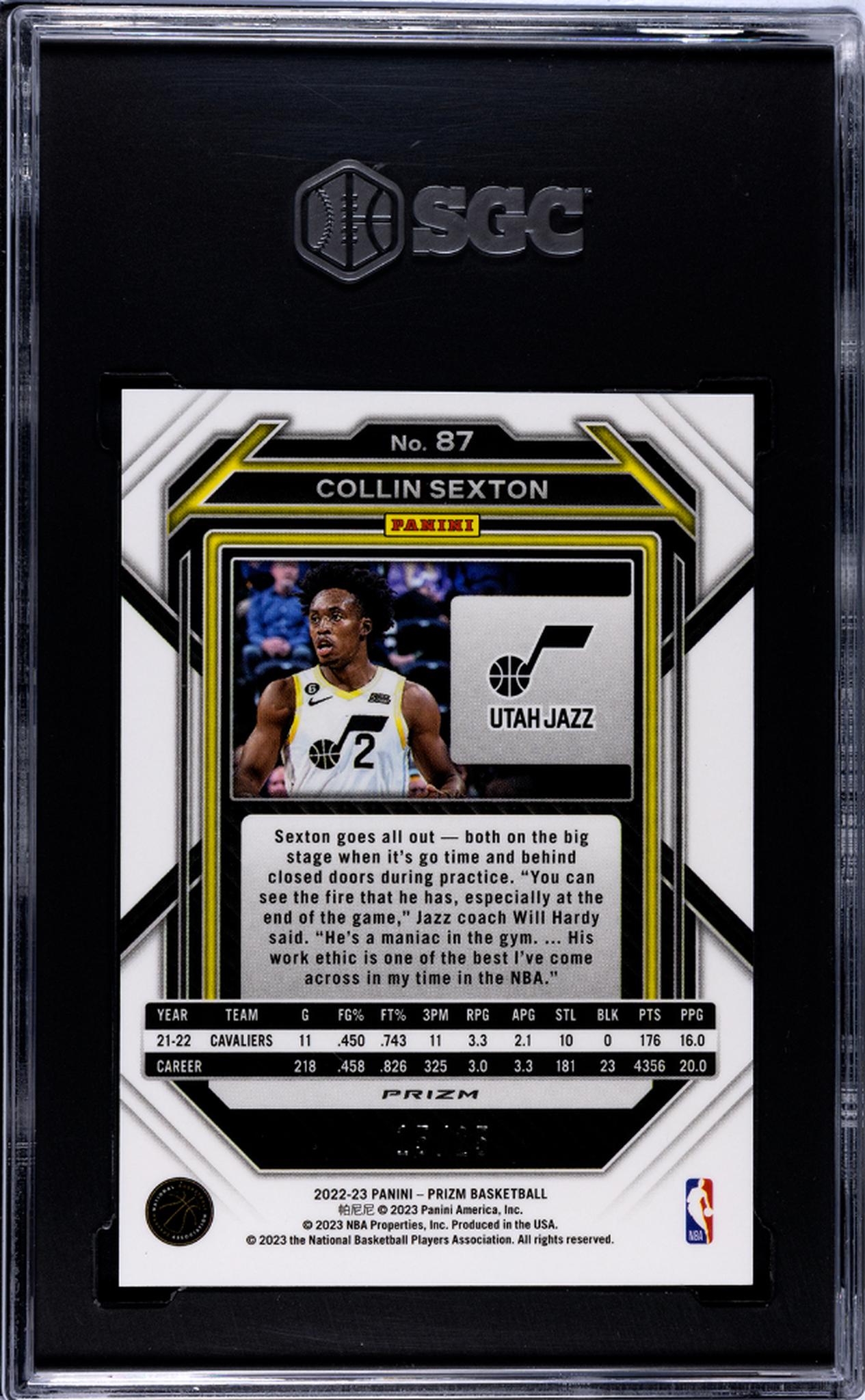 2022-23 Panini Prizm #87 Collin Sexton Mojo Prizm /25 SGC 9.5