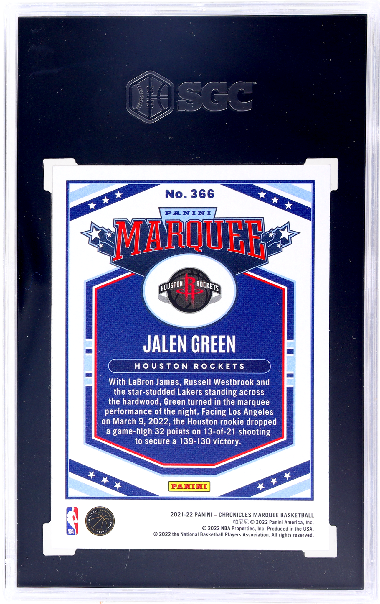 2021 Panini Chronicles Marquee Jalen Green #366