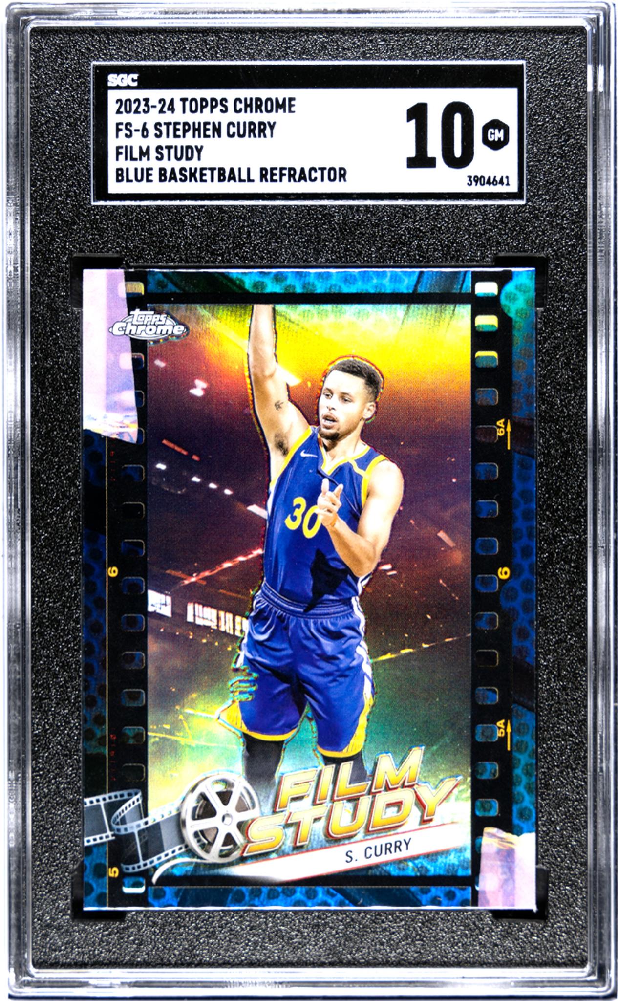 2023-24 Topps Chrome #FS-6 Stephen Curry Film Study Blue Basketball Refractor SGC 10