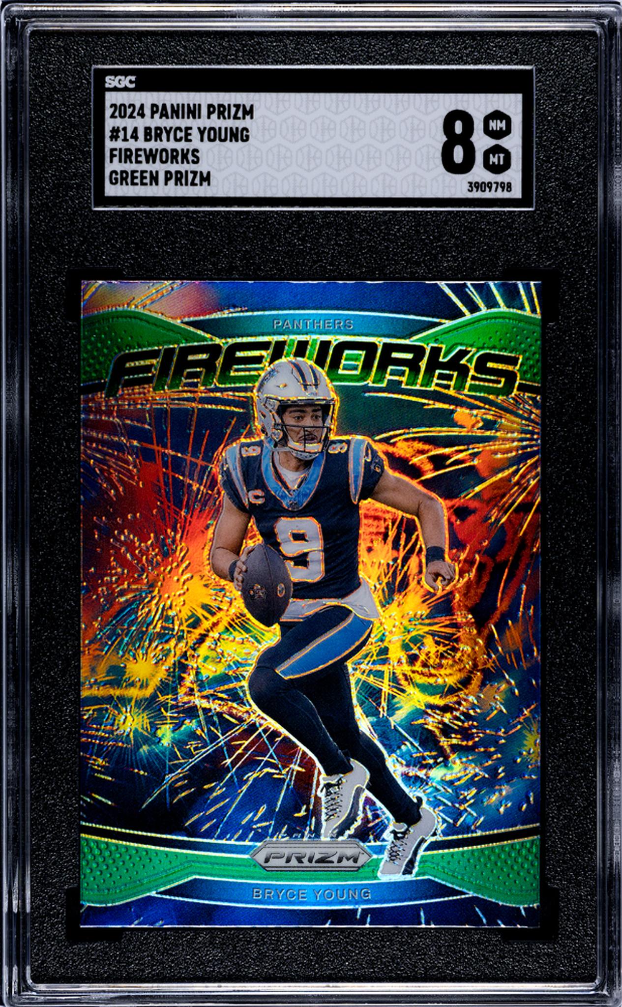 2024 Panini Prizm Fireworks Green Bryce Young #14 SGC 8