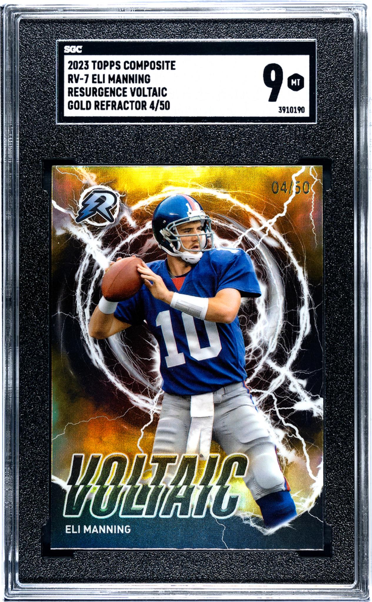 2023 Topps Composite #RV-7 Eli Manning Resurgence Voltaic Gold Refractor /50 SGC 9