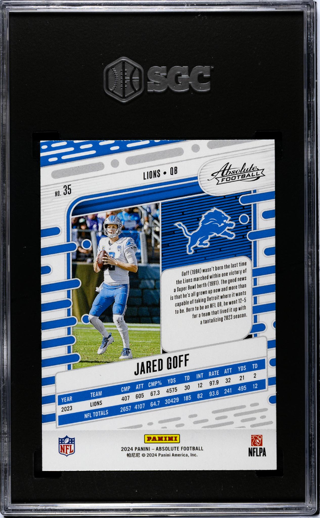 2024 Panini Absolute Retail Jared Goff #35 SGC 10