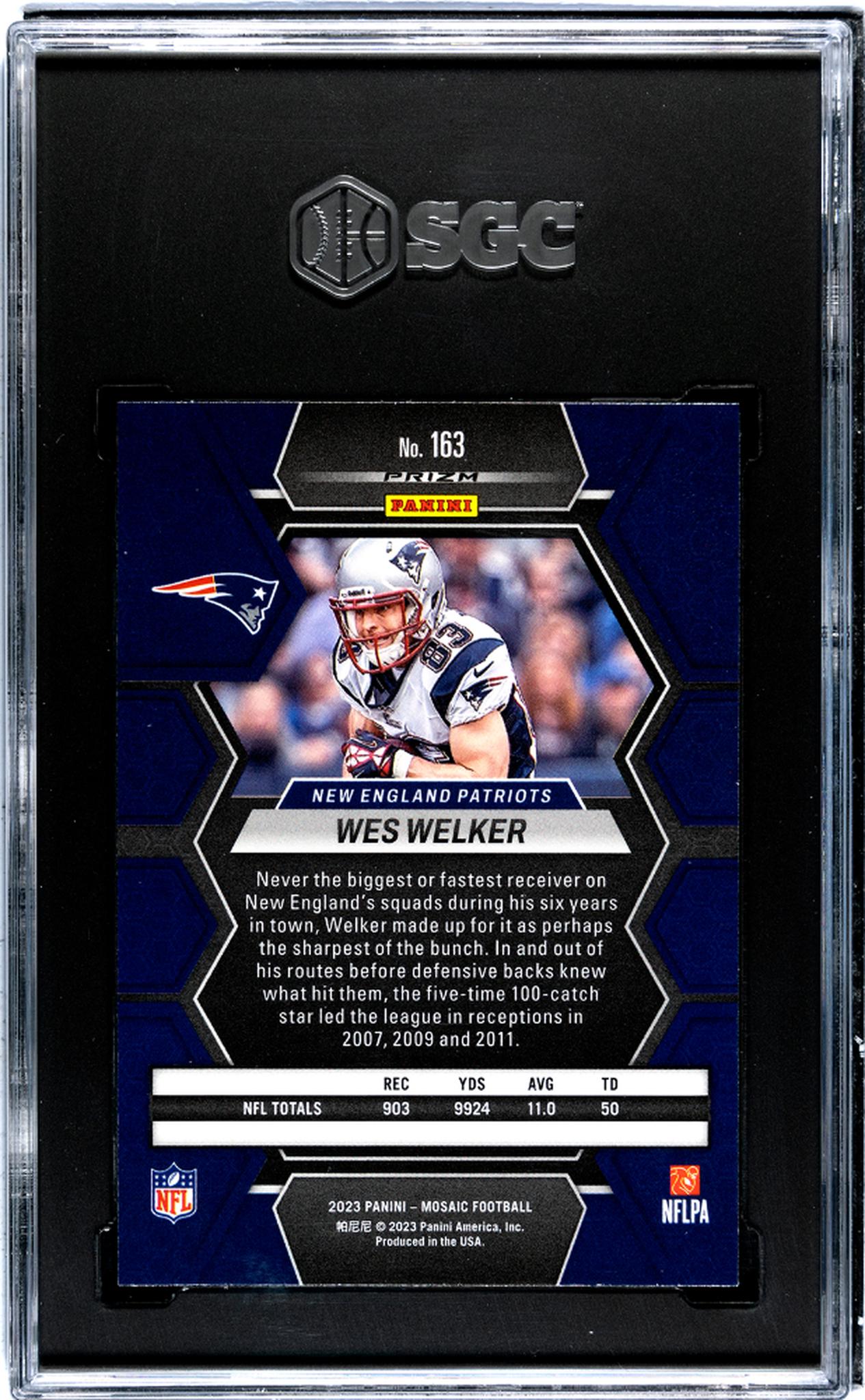 2023 Panini Mosaic Red Prizm Wes Welker #163 SGC 9.5